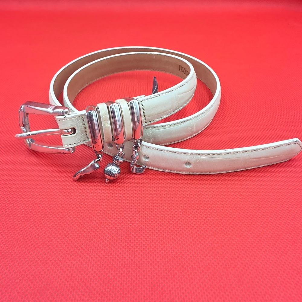 Vintage Brighton Cream Leather Golf-Charmed Belt Size Medium Large 32